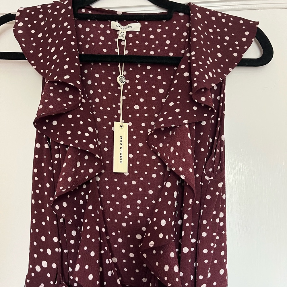 Max Studio size M Polka Dot Dress in Burgundy